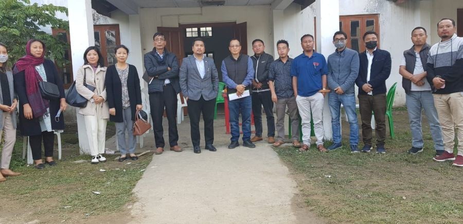 Minister Tongpang Ozukum with department officials during the site inspection at PWD Complex, Sematilla, Dimapur held on February 11.